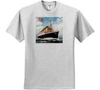 Vintage Ocean Liners Advertising Posters Vintage Star Line S.S. Titanic T Shirts Grey XXL