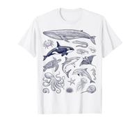 Vintage Océano Vida Marina Animales Fauna Silv Camiseta