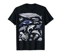 Vintage Océano Vida Marina Animales Fauna Silv Camiseta