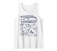 Vintage Océano Vida Marina Animales Fauna Silv Camiseta sin Mangas