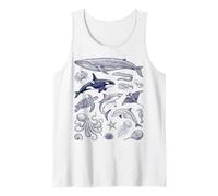 Vintage Océano Vida Marina Animales Fauna Silv Camiseta sin Mangas