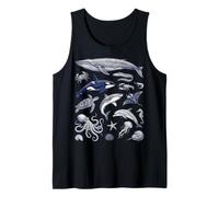 Vintage Océano Vida Marina Animales Fauna Silv Camiseta sin Mangas