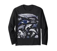 Vintage Océano Vida Marina Animales Fauna Silv Manga Larga