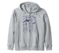 Vintage Océano Vida Marina Animales Fauna Silv Sudadera con Capucha