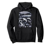 Vintage Océano Vida Marina Animales Fauna Silv Sudadera con Capucha