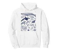 Vintage Océano Vida Marina Animales Fauna Silv Sudadera con Capucha