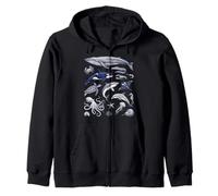 Vintage Océano Vida Marina Animales Fauna Silv Sudadera con Capucha