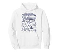 Vintage Océano Vida Marina Animales Fauna Silv Sudadera con Capucha