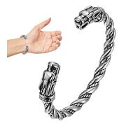 Vintage Odin Bracelet, Norse Wolf Wristband, Zinc Alloy Cuff with Open Design, Fashion Arm Ring for Jewelry, Stylish Bangle, Men’s Accessory for Mythology Lovers Easy to Clean