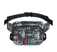 Vintage of Radio Boombox - Riñonera multifunción para viajes, deportes, correr, estampado de radio, riñonera, riñonera, bolsa de cinturón para mujeres, hombres, niñas y niños, color, XL, Organizador