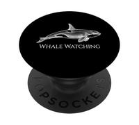 Vintage Orca Ballena Negro N Blanco WAL Ver Gráfico Grabado PopSockets PopGrip Adhesivo