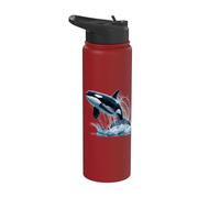 Vintage Orca Ballena Océano Arte Vida Marina Splash Tema Stainless Steel Insulated Water Bottle