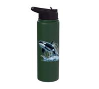 Vintage Orca Ballena Océano Arte Vida Marina Splash Tema Stainless Steel Insulated Water Bottle