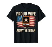 Vintage Orgullosa Esposa De Un Veterano Del Ejército Con Bandera Americana Camiseta