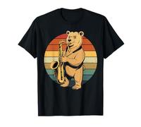 Vintage Oso Jugando Saxofón Jazz Saxofón Músico Saxofonista Camiseta