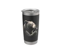 Vintage Oso Mamá Papá Aventura Al Aire Libre Naturaleza Mam Vaso térmico de acero inoxidable de doble pared