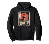 Vintage OVNI Alien Samurai Esqueleto Japón Divertido Ukiyo-e Arte Sudadera con Capucha