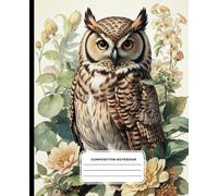 vintage owl composition notebook: College Ruled Notebook with wonderful Vintage Aesthetic Owl Illustration in watercolor | perfect for owl lovers, animal lovers, girls, women and students