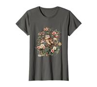 Vintage Owl Floral Botanical Cottagecore Bird Nature Lover Camiseta