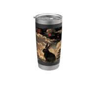Vintage paisaje japonés lindo conejo Kanji Japón arte Vaso térmico de acero inoxidable de doble pared