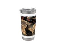Vintage paisaje japonés lindo conejo Kanji Japón arte Vaso térmico de acero inoxidable de doble pared