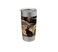 Vintage paisaje japonés lindo conejo Kanji Japón arte Vaso térmico de acero inoxidable de doble pared
