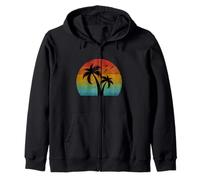 Vintage Palmeras Puesta del Sol Retro Verano Chill Tropical Vibes Sudadera con Capucha