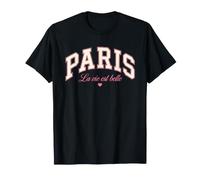 Vintage Paris La Vie EST Belle - Recuerdo de Viaje francés Camiseta