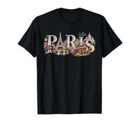 Vintage París Torre Eiffel Café Metro Monumento de interés Francia Viajes Camiseta
