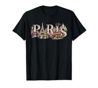 Vintage París Torre Eiffel Café Metro Monumento de interés Francia Viajes Camiseta gráfica económica