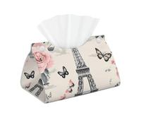 Vintage Paris Torre Eiffel Funda larga para caja de pañuelos - Soporte de pañuelos de piel sintética, elegante dispensador de pañuelos para baño, sala de estar, oficina, dormitorio, uso en coche
