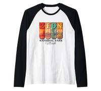 Vintage Parque Nacional Zion Utah Southwest Desert Souvenir Camiseta Manga Raglan