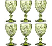 Vintage Parte 6 Juego Autobuses De Roma Rey Copa De Vino Vidrio Vasos Copas De Vino Vaso De Agua Vaso Highball - Green