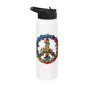 Vintage Peace Sign Mushroom Tie Dye Retro 60s 70s Hippie Stainless Steel Insulated Water Bottle