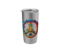 Vintage Peace Sign Mushroom Tie Dye Retro 60s 70s Hippie Vaso térmico de acero inoxidable de doble pared