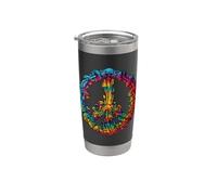 Vintage Peace Sign Mushroom Tie Dye Retro 60s 70s Hippie Vaso térmico de acero inoxidable de doble pared