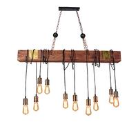 Vintage Pendant Lights Industrial Wood Retro Chandelier Farmhouse Style Height Adjustable Hanging Lamp Bar Coffee Loft E27 Pendant Lamp Bedroom Living Room Kitchen Decoration Lighting,10 Heads