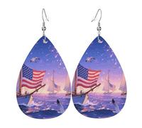 Vintage Pendientes De Gota Día De La Independencia De Estados Unidos Pendiente De Colgante Ligeros Pendientes Largos De Cuero Para Cumpleaños Mujeres Fiesta