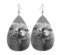 Vintage Pendientes De Mujer De Cuero Impresión Me encantan las alpacas Pendiente de Lágrima Cómodo Pendientes Cuero para Mujeres Niñas Cumpleaños