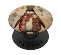Vintage Penguin Mom For Retro Women Cute Christmas Penguin PopSockets PopGrip Adhesivo