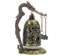 Vintage Pequeño Tallado Bronce Dragón Cerradura Campana Artesanías Coleccionables Adornos Escritorio Decoración Gong Regalos Temáticos Chinos Campanario Adorno Campanas Altar