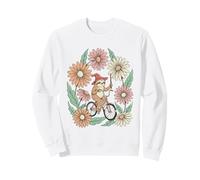 Vintage Perezoso Bruja Montando Bicicleta Floral Sudadera
