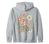 Vintage Perezoso Bruja Montando Bicicleta Floral Sudadera con Capucha