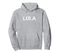 Vintage Personalizado Nombre Clásico Lola Sudadera con Capucha, Unisex para Adultos, Gris Jaspeado, L