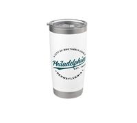 Vintage Philadelphia City of Brotherly Love Green Text Vaso térmico de acero inoxidable de doble pared
