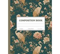 Vintage Phoenix and Floral Composition Notebook: College Ruled Teal Aesthetic Journal for Class Notes, Homework, Meetings, Writing & Office Planning (7.5 x 9.25, 110 Pages)