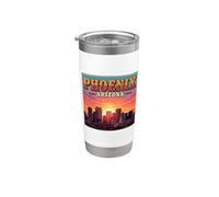 Vintage Phoenix City Arizona Horizonte Puesta Del Sol Retro Sol Urbano Vaso térmico de acero inoxidable de doble pared
