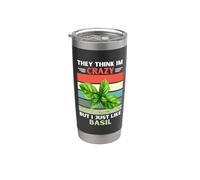 Vintage Piensan que estoy loco pero me gusta el amante de la albahaca Vaso térmico de acero inoxidable de doble pared