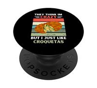 Vintage Piensan Que Estoy Loco Pero me Gusta el Amante de Las croquetas PopSockets PopGrip Adhesivo