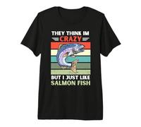 Vintage Piensan Que Estoy Loco Pero Me Gusta El Pescado De Salmón Camiseta Premium